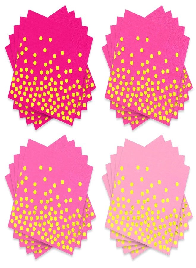 وولاين مجموعة مناديل كوكتيل وردية فاقعة من والين، 100 قطعة، لعيد الحب، 3 مناديل ورقية متدرجة الألوان باللون الوردي مع نقاط ذهبية، مناديل عشاء للاستخدام مرة واحدة، مثالية لتزيين موائد حفلات الزفاف وأعياد الميلاد، مقاس 5 × 5 بوصة - Image 1